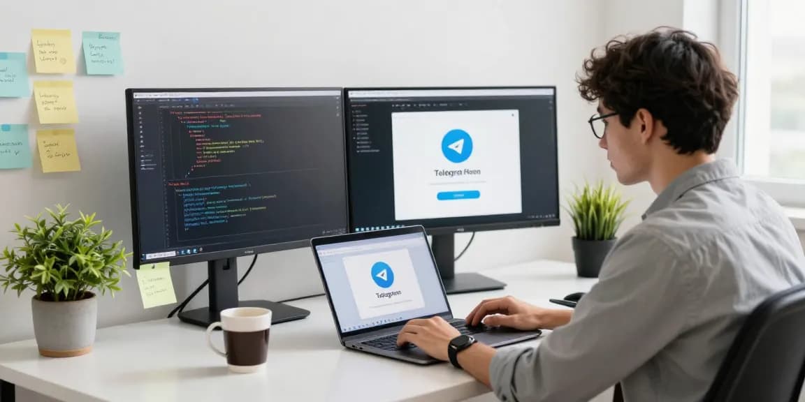 Optimize your messaging experience with Telegram download in a modern tech workspace.