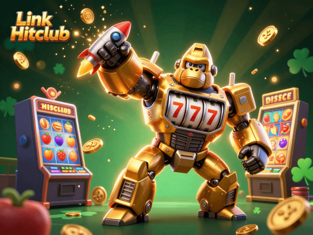 Spin the reels of Link Hitclub for thrilling jackpots with our transforming golden gorilla mech.
