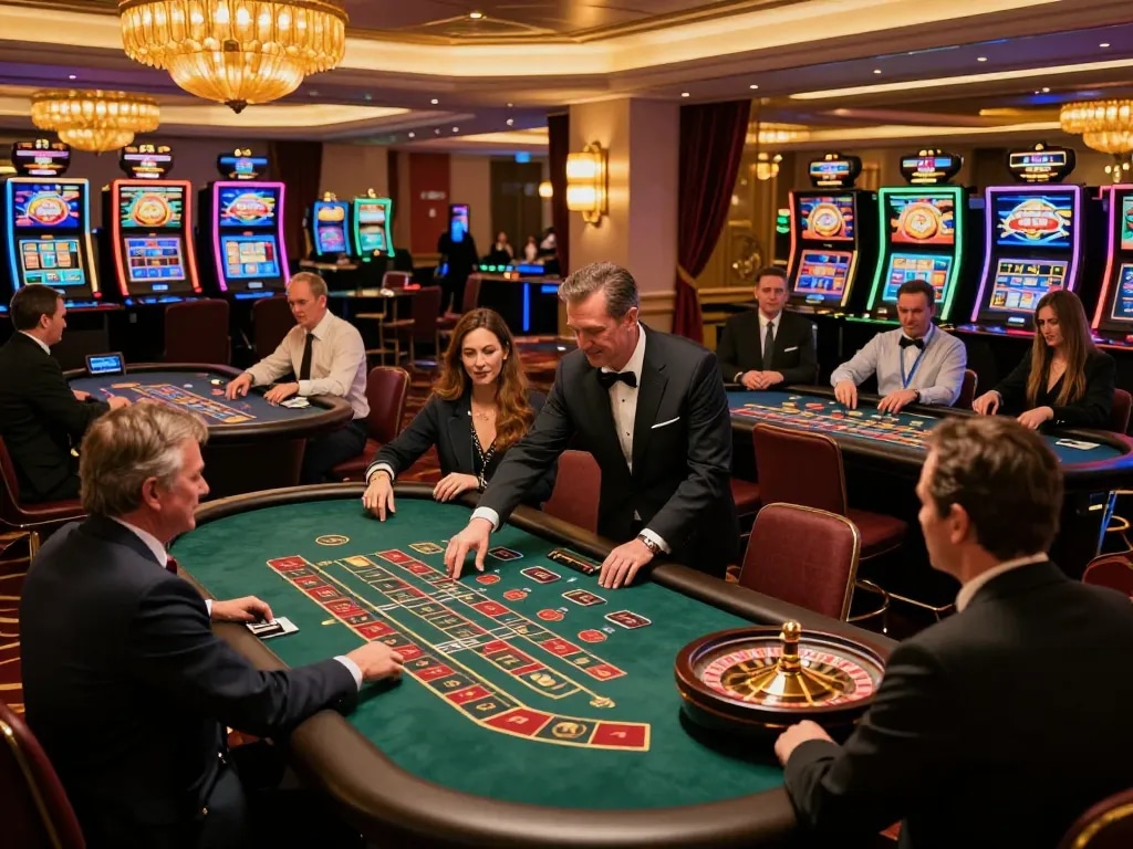 Lu 88 players engaged in an exciting roulette game on a vibrant casino floor