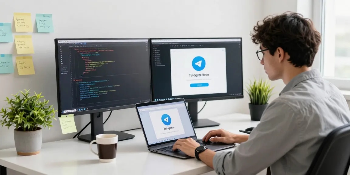 Optimize your messaging experience with Telegram download in a modern tech workspace.