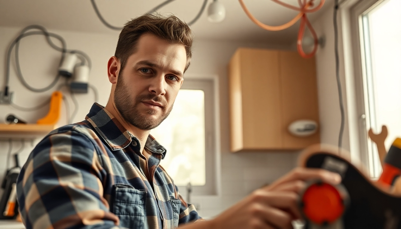 Electrician lower north shore providing expert electrical services in a bright kitchen setting.