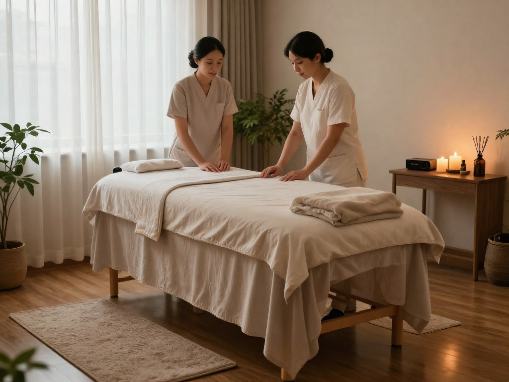 Tranquil 서대문출장안마 massage room with calming ambiance and cozy setup.