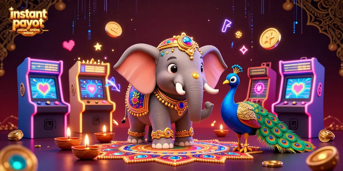 Action-packed scene showcasing instant payout casino online with vibrant casino elements and animated characters.