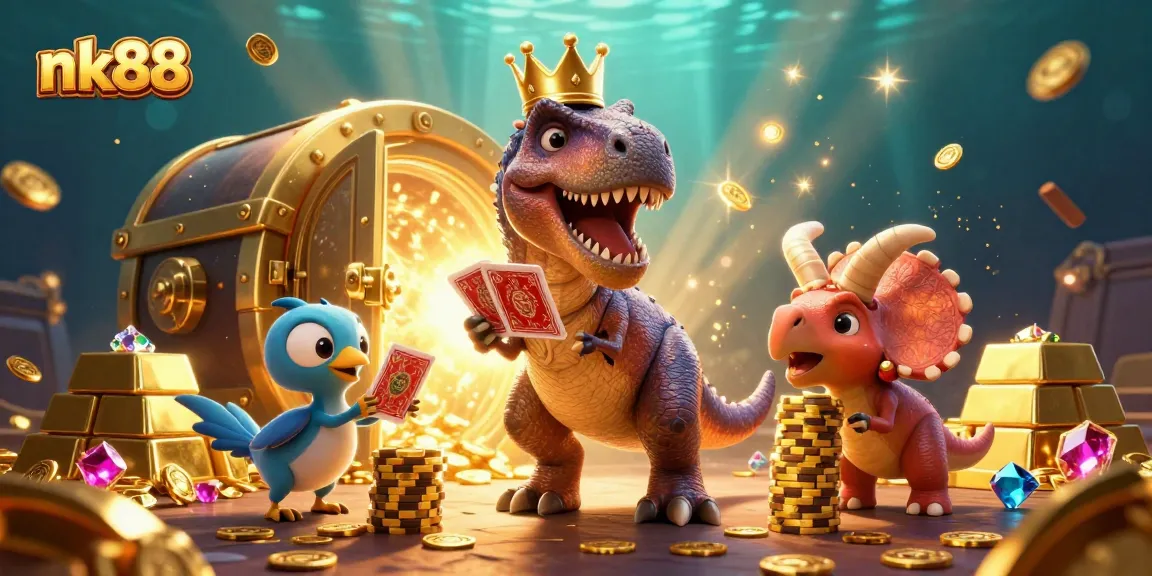 Stacking golden chips and shuffling cards at nk88's vibrant casino scene.