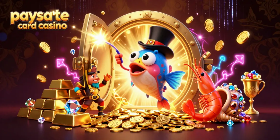 Ansprechende Illustration eines Paysafe Card Casinos, das eine lebendige Szene mit erfreulicher Tiefe und exotischen Charakteren zeigt.