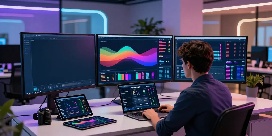Professional user engaging with Quantum AI trading interface in a modern tech workspace