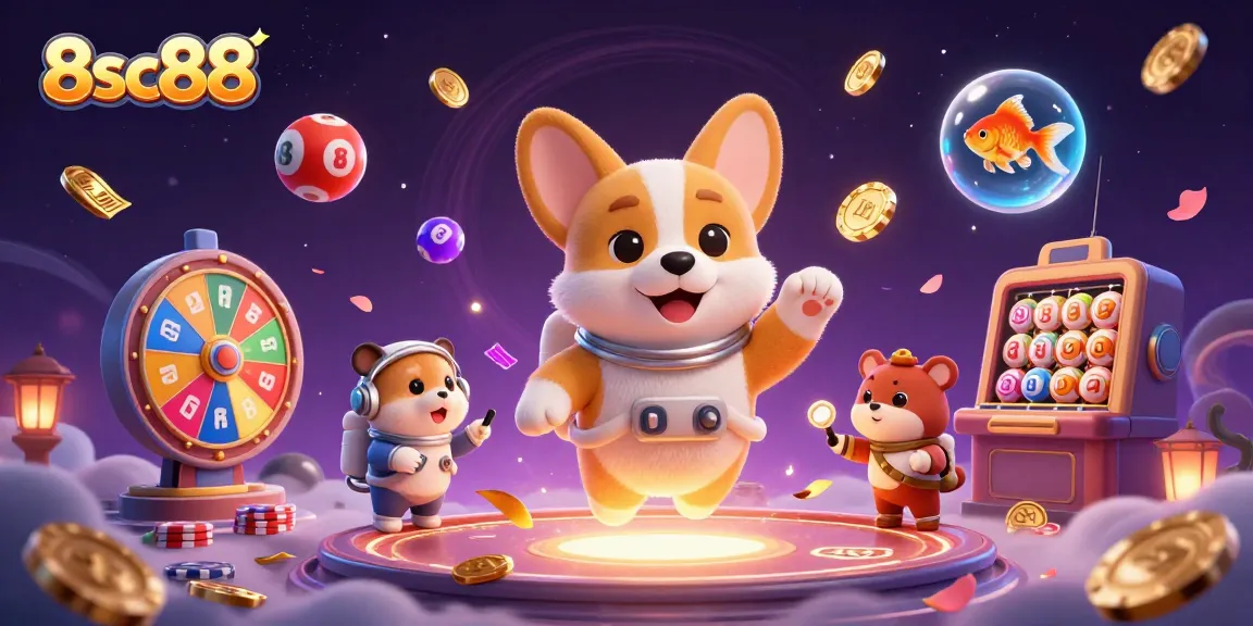 Engage with the exciting 8sc88 space casino adventure, featuring a corgi, hamster, and goldfish among dynamic lottery games.