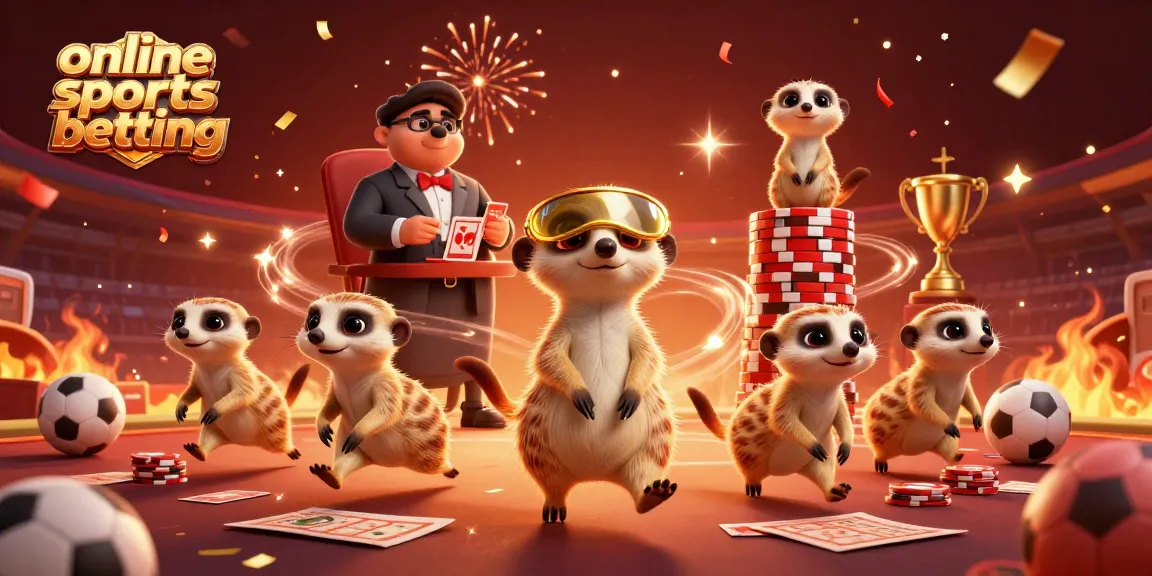 Engage in online sports betting with animated meerkats managing a colorful casino scene.