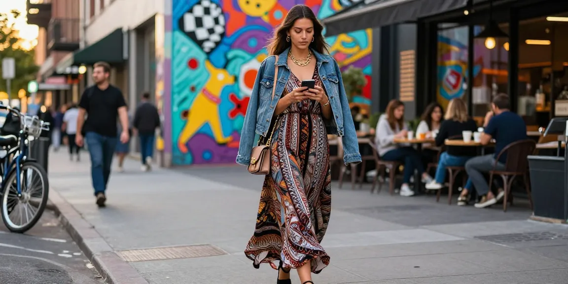 Fashionable woman showcasing women's fashion in vibrant urban setting, embracing style and confidence.