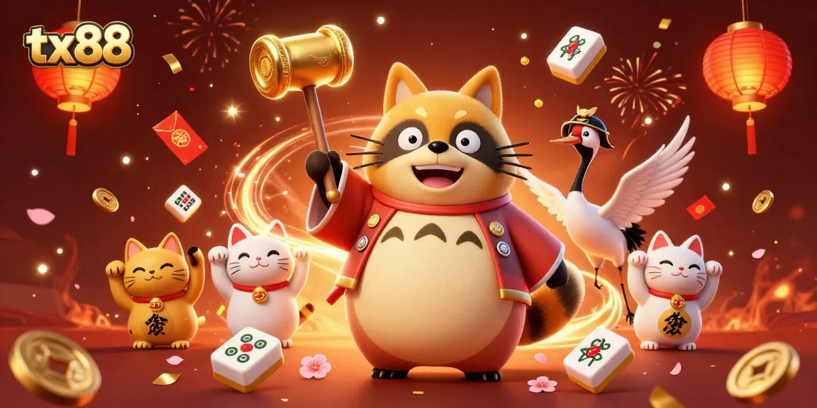 Experience the thrill of tx88 with cheerful characters and vibrant gaming elements in a festive atmosphere.