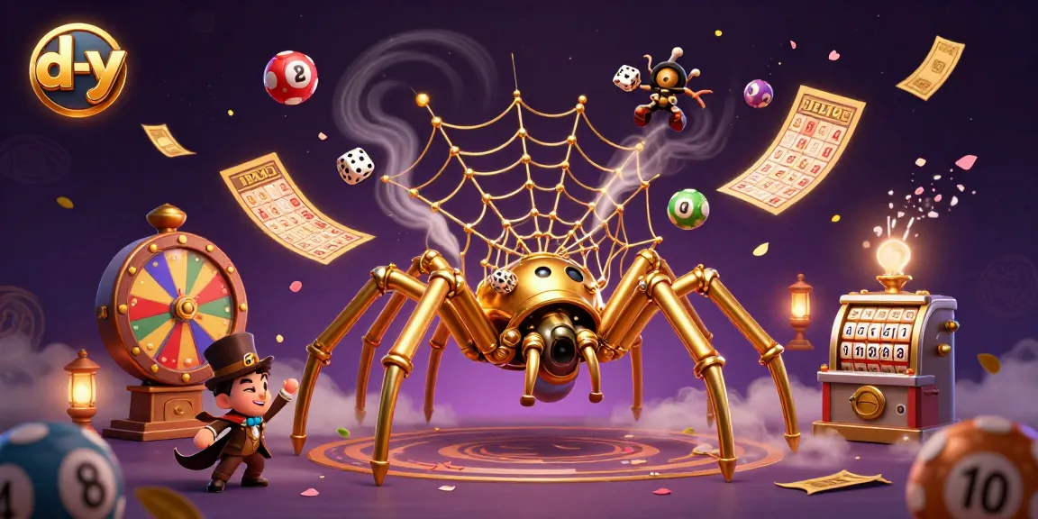 Engage with d-y as the golden spider spins golden webs of luck and excitement in a captivating casino scene.