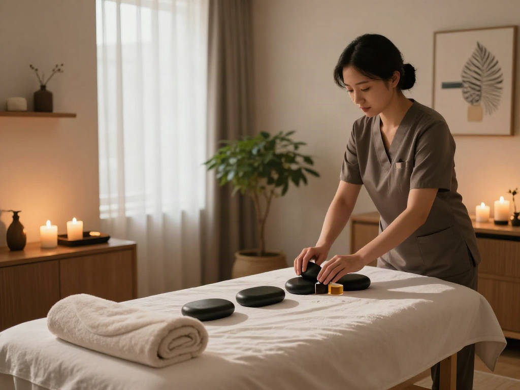 Experience a tranquil spa room with professional massage setup for 분당출장마사지 relaxation.