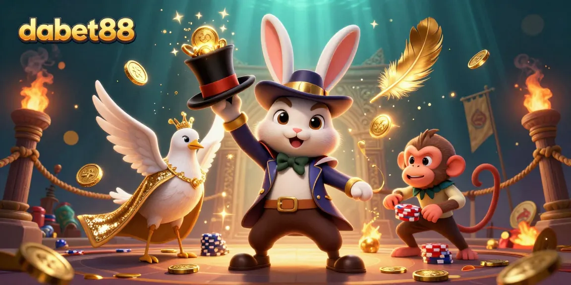 Join the exciting dabet88 casino experience with a magical rabbit, an assistant dove, and a playful monkey!