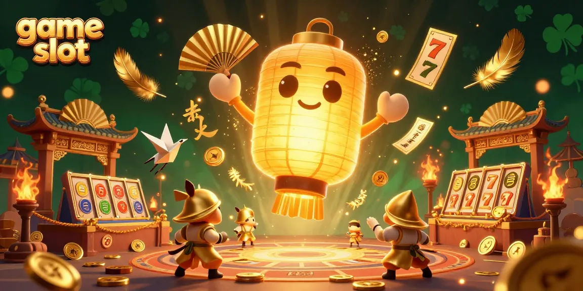Experience thrilling game slot action in a vibrant casino scene featuring a glowing lantern spirit and golden allies.