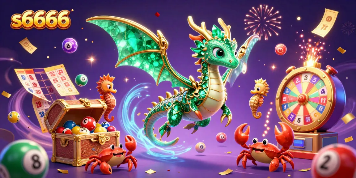 Engage with exciting games at s6666 featuring vibrant lottery elements and a colorful dragon scene.