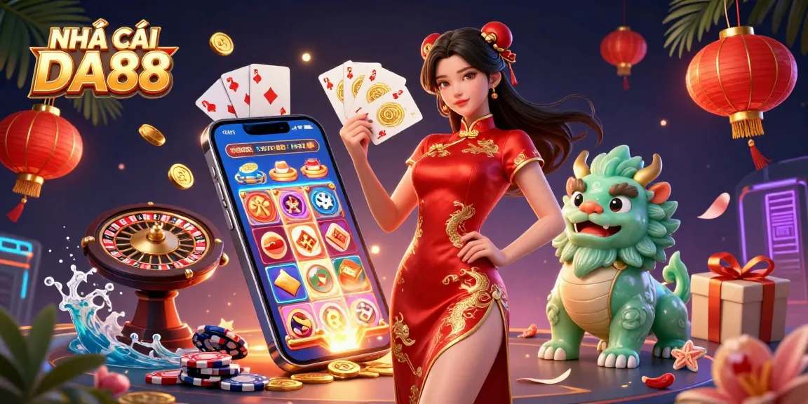 Experience thrilling gaming at NHÀ CÁI DA88 with an elegant 3D depiction of casino excitement.
