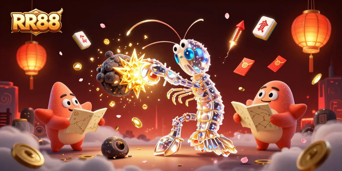 Join the RR88 adventure where a galactic samurai mantis shrimp triumphs, exploding asteroids into gems.