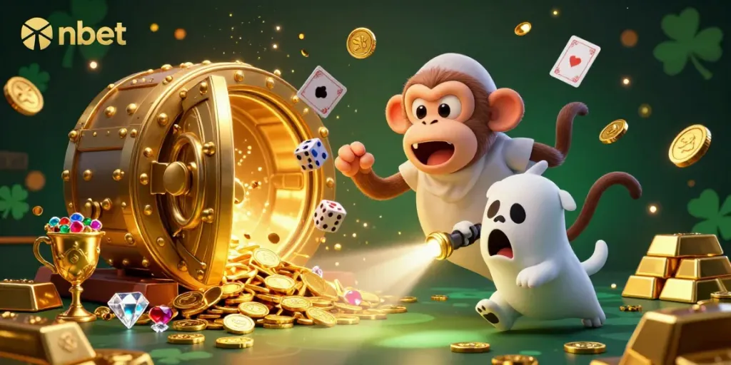 Join the fun at nbet as the mischievous monkey juggles gold and treasures in a lively casino!