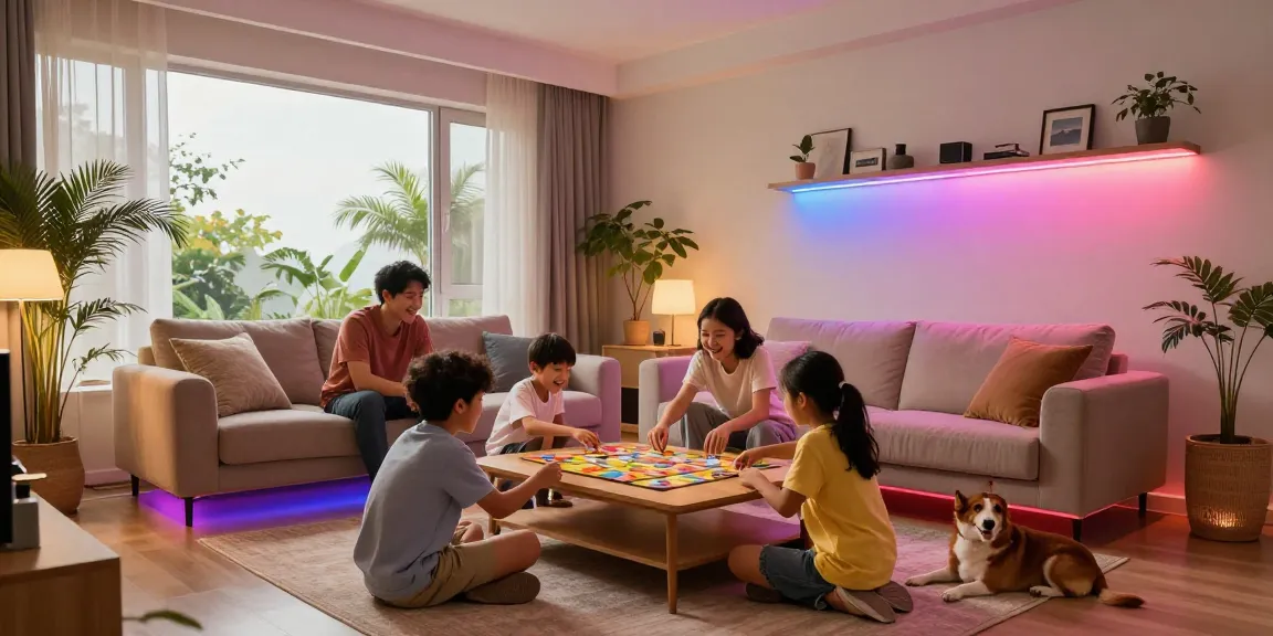 Proiector LED modern în interior de locuință, ideal pentru iluminat de calitate.