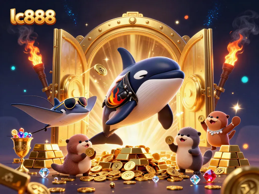 Experience thrilling casino action with lc888 and fantasy characters in a dazzling treasure scene.
