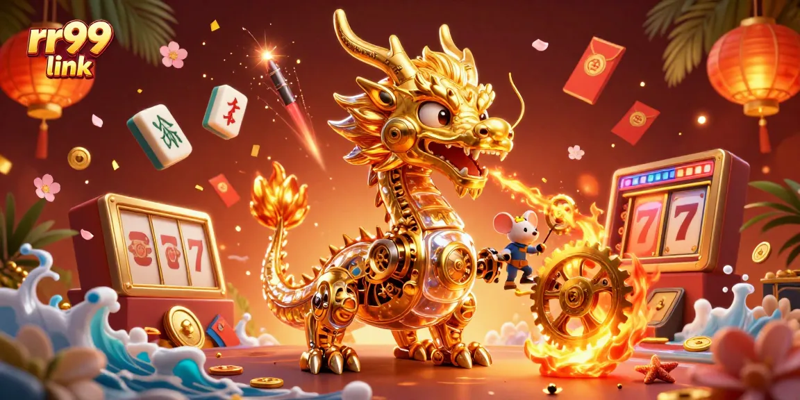 Engage with the rr99 link and immerse in an exciting casino world filled with golden dragons and vibrant symbols.