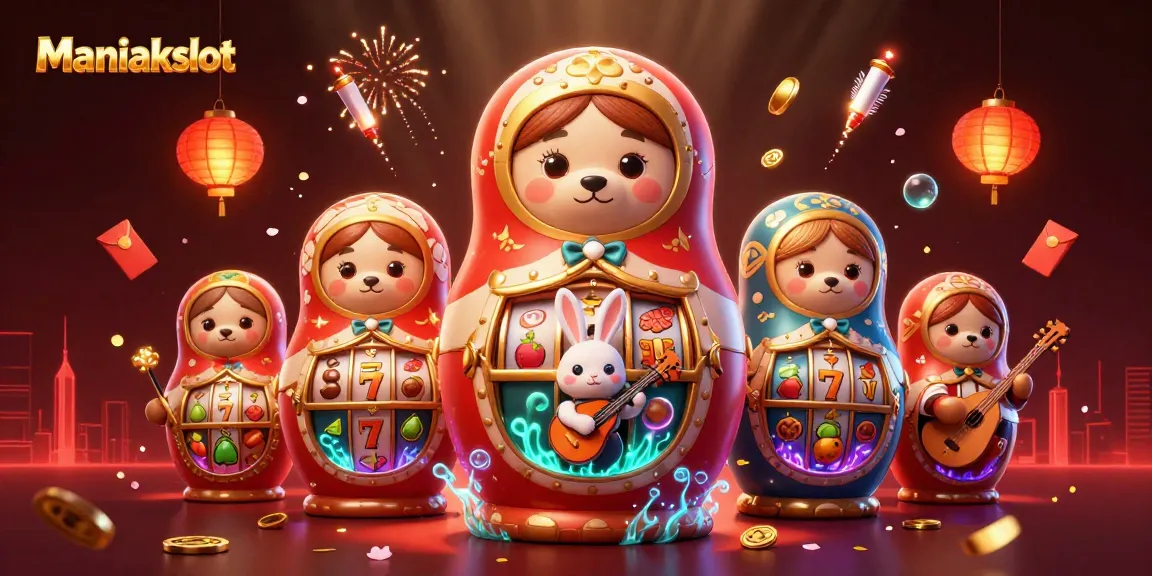 Experience the excitement of Maniakslot with joyful casino-themed bears and vibrant slot elements.