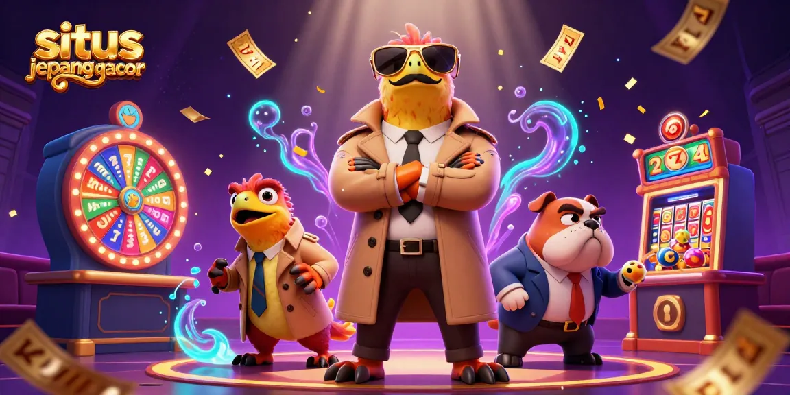 Experience situs jepang gacor with raptors and vibrant slots in a thrilling casino scene.